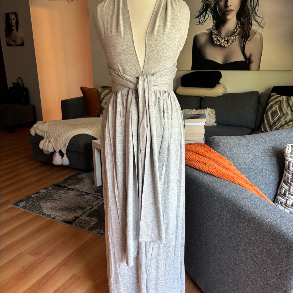 Multiway Gray Cotton Long Dress